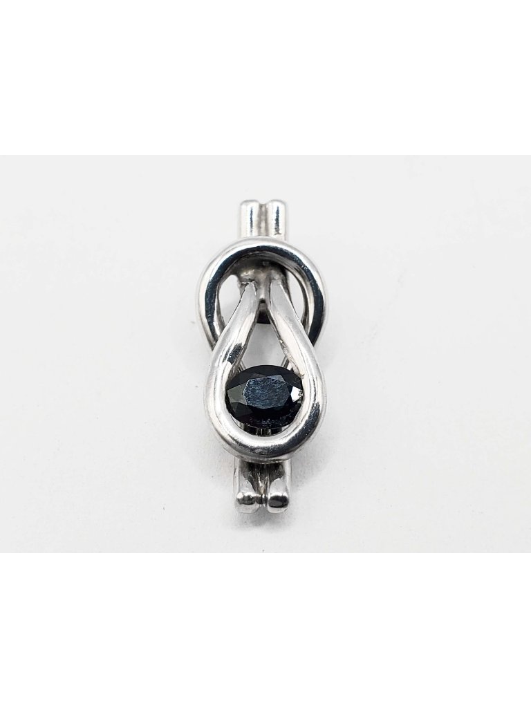 Natural Sapphire Custom Made Mariner's Knot Charm Pendant 14k White Gold
